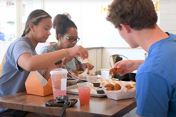 People are having their food