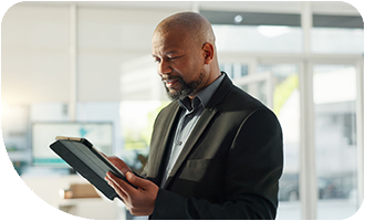 Businessman holding tablet